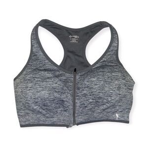 Danskin Now Sports Bra 2XL Women's Activewear Grey Zipper Front Racerback